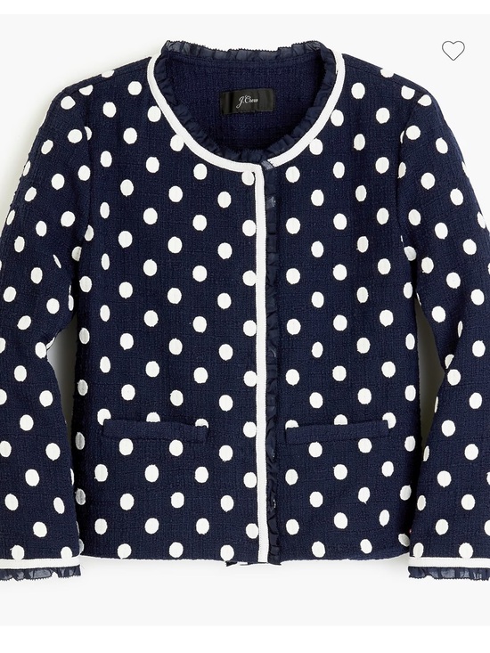 J. Crew Jackets & Blazers - NWT J.Crew Navy Jacket in white polka-dot textured tweed | Size 4